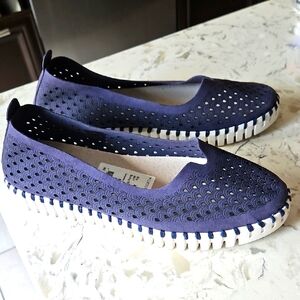 Sz 40 Ilse Jacobson Women's Navy Slip-On Shoes 9.5